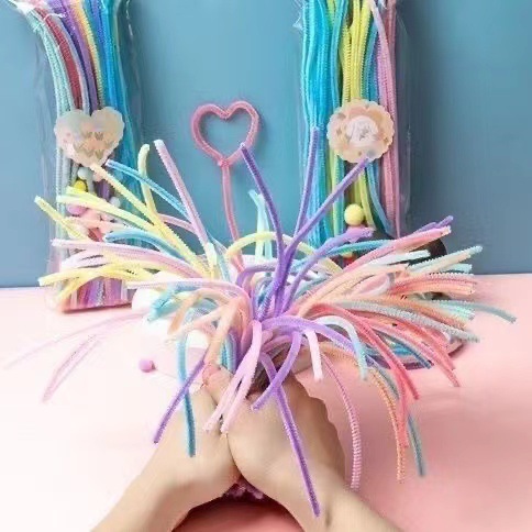 Color macaron barra de torsión criptografada hecha a mano ramo de flores de raíz de pelo DIY juguetes para niños para hacer juguetes de material de arte