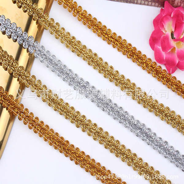 Factory wholesale gold and silver silk lace wavy wealth and lace…