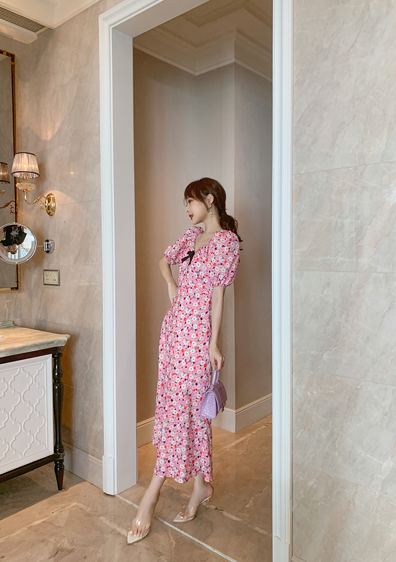D0064 840K VÁY ĐẦM LIỀN THÂN NỮ CHOTDNG MÙA HÈ PHỤC CỔ CỔ ĐIỂN HỌA TIẾT HOA THỜI TRANG NỮ G03 SẢN PHẨM MỚI
