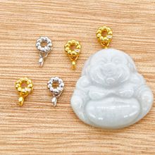 2025新款翡翠玉石吊坠对夹扣头s925银镶石麻花佛公观音项链夹扣头