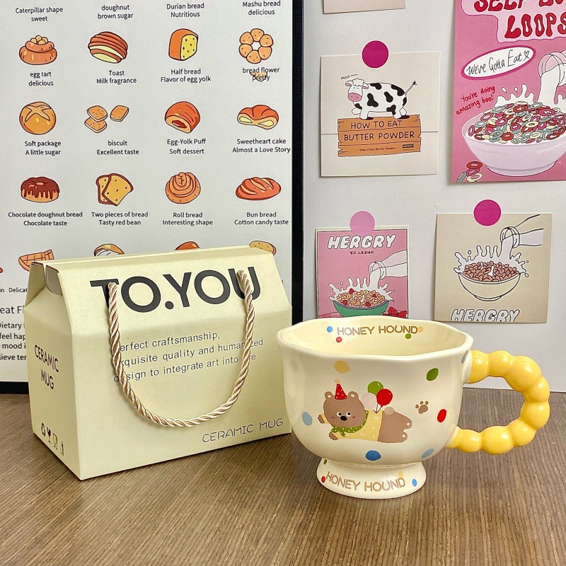 Cute perro de cerámica taza de agua de pareja de chicas taza de oficina taza de café regalo de cumpleaños taza de cerámica