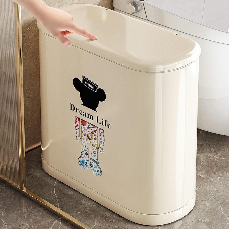 Trash Can Home 2024 New Toilet Bathroom Gap with Lid Kitchen Living Room High Color Value Large Capacity