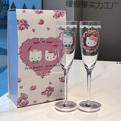 可爱Hellokitty香槟杯高脚杯kt猫玻璃杯香槟杯高颜值情侣结婚对杯