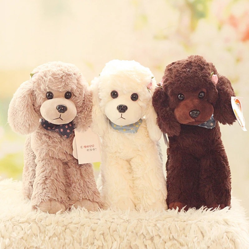 犬のテディ犬のぬいぐるみ、プードルのぬいぐるみ、寝そべる犬の女の子の誕生日プレゼント、ペットのぬいぐるみ