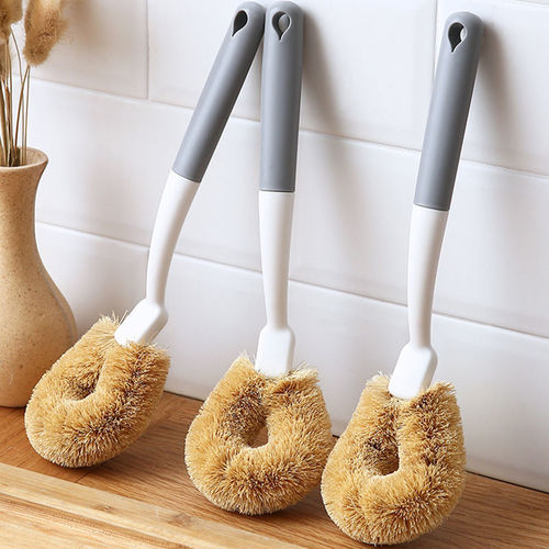 Coconut palm brush non-stick oil pot brush kitchen coconut palm brush pot brush household decontamination long handle non-damaging pot brush wholesale