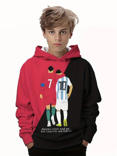 European and American-style fashion sporty printed kids' clothing hoodie—men's 3D digital print, relaxed-fit, hooded design