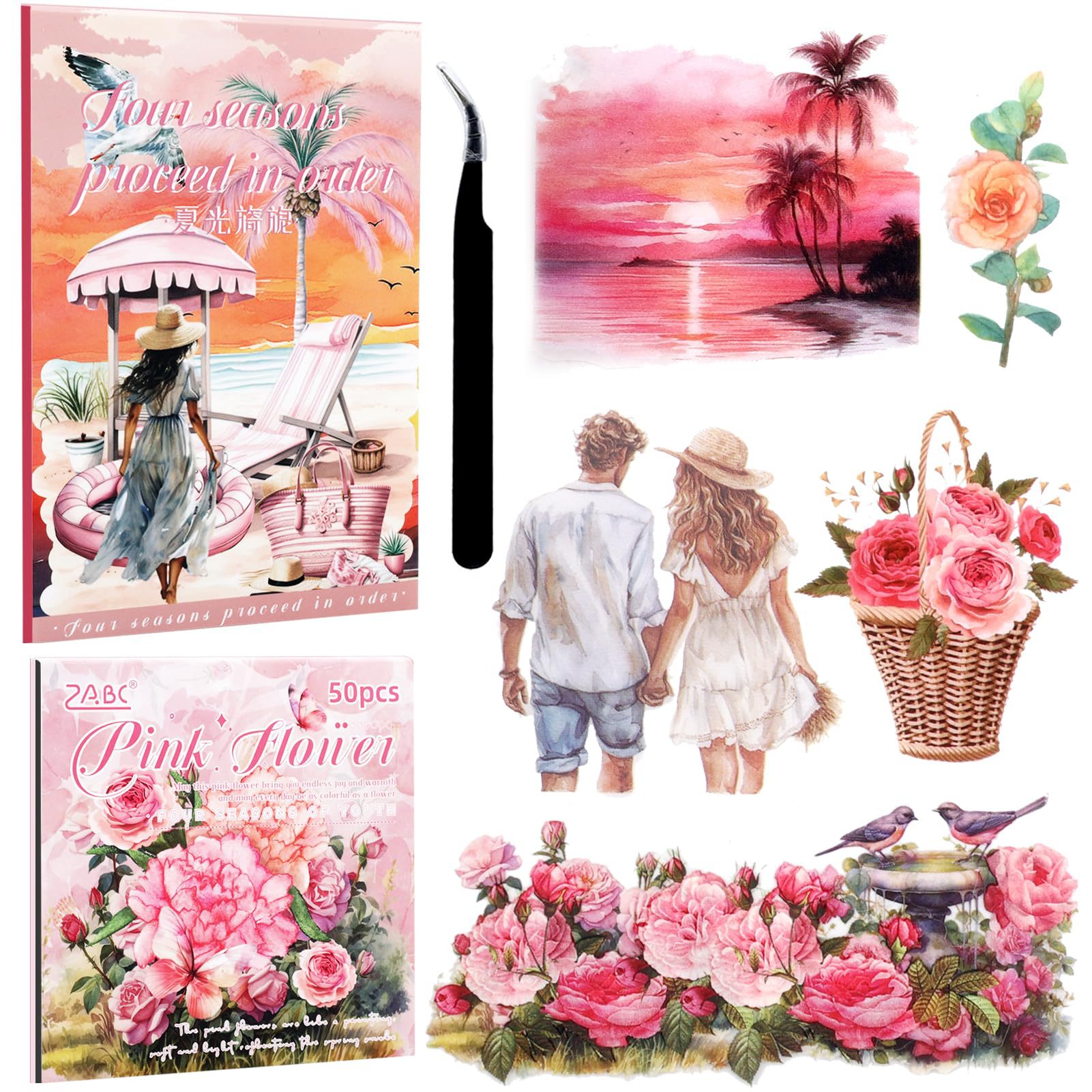 Amazon Hot Sale Creatividad Vintage Sen Papelería Pegatinería Libro Decoración encantadora Set