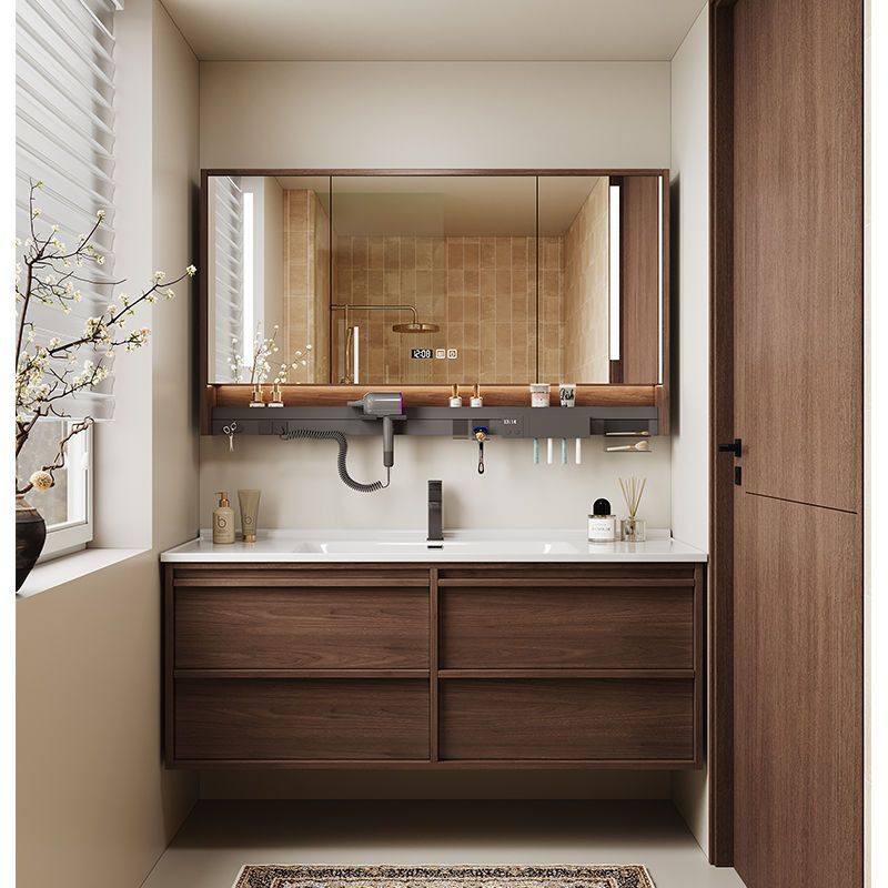 Bathroom Cabinet with Antique-Style Ceramic Integrated Basin, Bathroom Sink, Smart Mirror Cabinet, Washbasin, and Sink Cabinet Set Bathroom Cabinet with Antique-Style Ceramic Integrated Basin, Bathroom Sink, Smart Mirror Cabinet, Washbasin, and Sink Cabinet Set