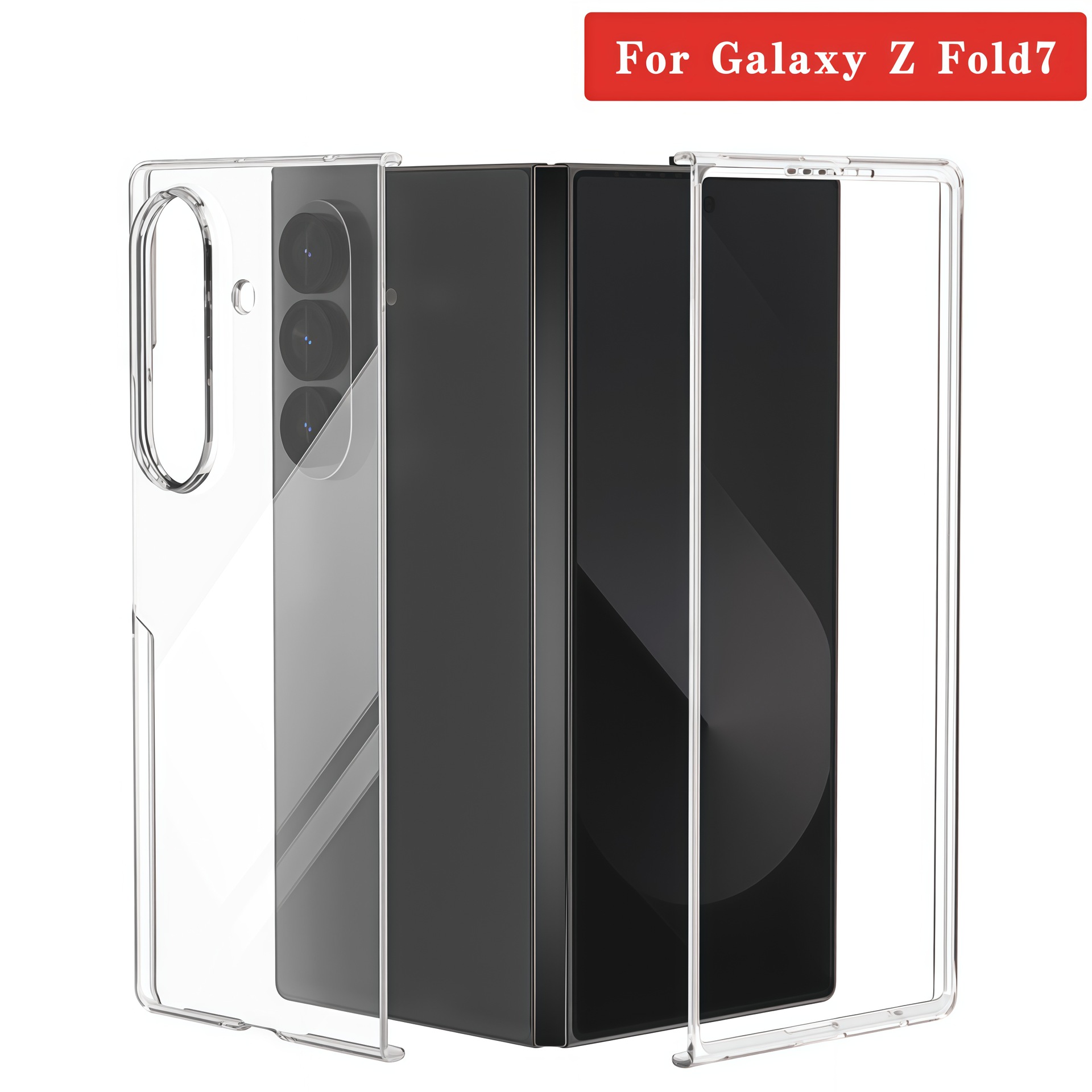 Suitable for Samsung Zfoldable7/6 Transparent Mobile Phone Case Zflip6 Glossy Pc Foldableing Screen Material Mobile Phone Hard Case