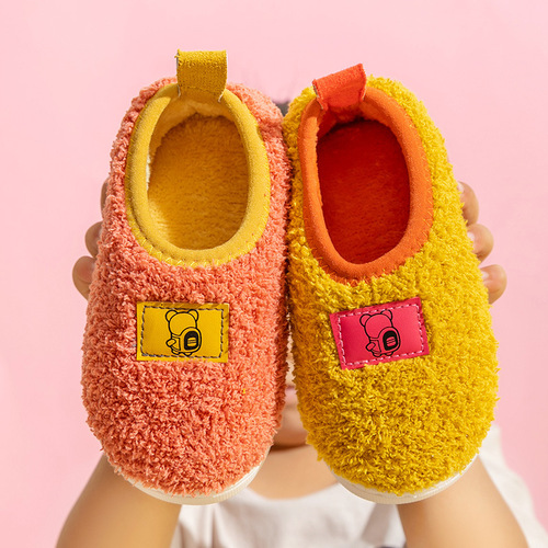 Baby Cotton Slippers for Winter, Boys 1-3 Years Old, 2-Indoor Non-Slip Warm Fleece Toddler Ankle Boots, Home Children's Cotton Shoes