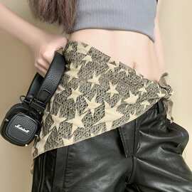 千禧y2k辣妹废土风五角星星三角头巾丝巾发带嘻哈亚文化包头帽