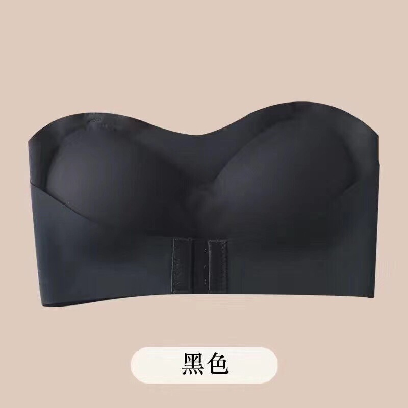 夏季简约无肩带抹胸前扣少女美背防滑聚拢内衣小胸薄款无钢圈文胸|undefined