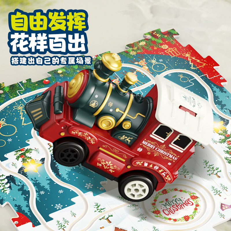 Transfronterizos Niños Navidad tren tren tren puzzle DIY escena de ensamblaje variable para construir juguetes eléctricos tren al por mayor image 3