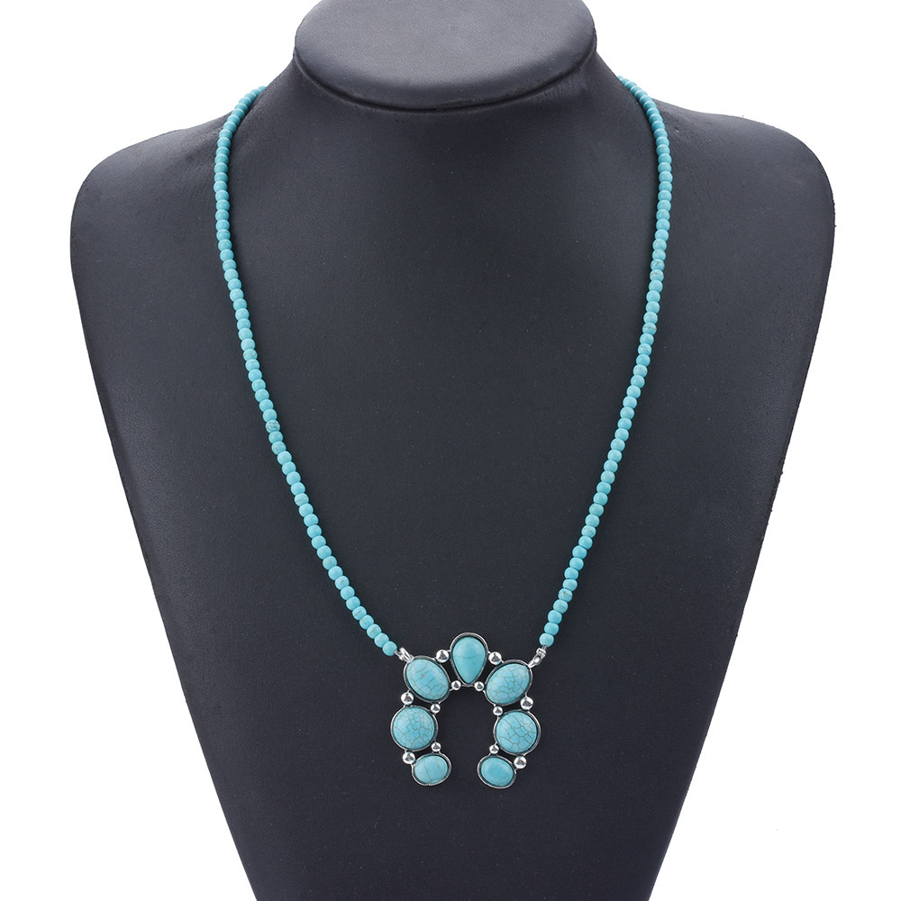 Casual Flower Alloy Plating Inlay Turquoise Women's Pendant Necklace display picture 3