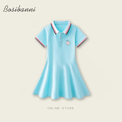 女童網紅連衣裙夏裝2024夏季新款兒童裙子下女孩中大童polo公主裙