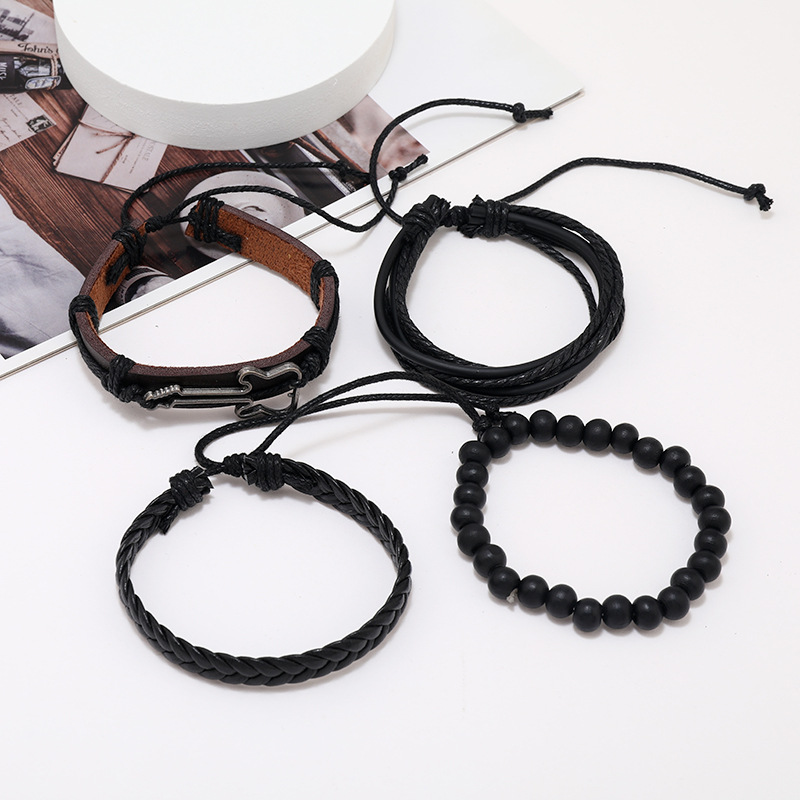 34g Weight Bangle Classification 1 Piece Quantity Street Occasion Pu Leather Material Solid Color Pattern Men's Gender Printing Design Hip-Hop, Retro Style Hip-Hop Retro Solid Color Pu Leather Printing Men's Bangle Men Cord & Leather Bracelets 2