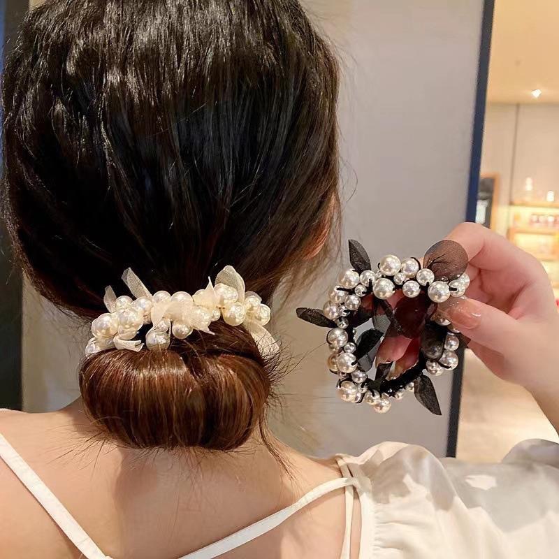Dongdaemun Elegant Bead Bracelet Dual-Purpose Hair Tie for Women, Gentle and Versatile, Ponytail Ball Headband Hair Accessory