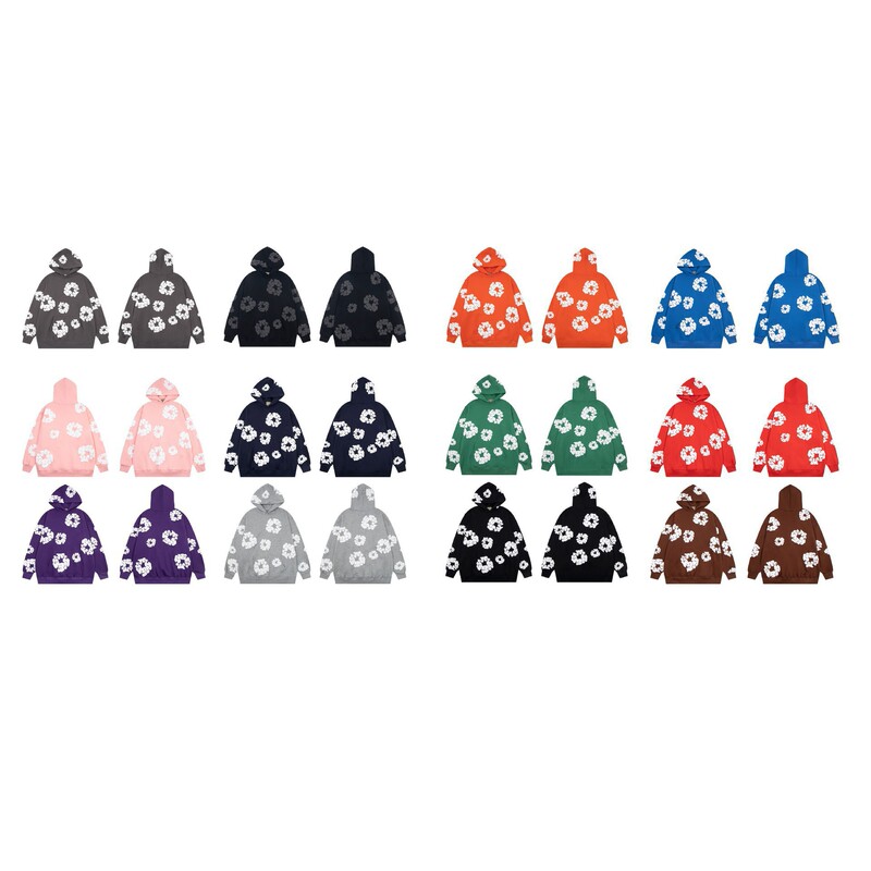 European and American Fashion Brand DENIM TEARS Casual Loose High Street Hip Hop Foam Kapok Hoodie suit Sweater