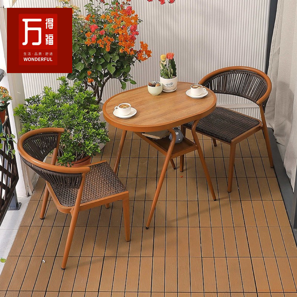 阳台户外桌椅休闲藤椅三件套组合藤编椅子茶几茶桌椅网红阳台小桌