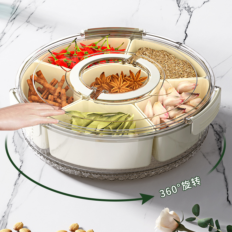 手提冰箱收纳盒跨境食品级密封水果沙拉保鲜盒可旋转六分格储物盒|undefined