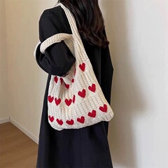 毛线包包女2025新款时尚手工针织腋下包小众单肩包上课通勤托特包