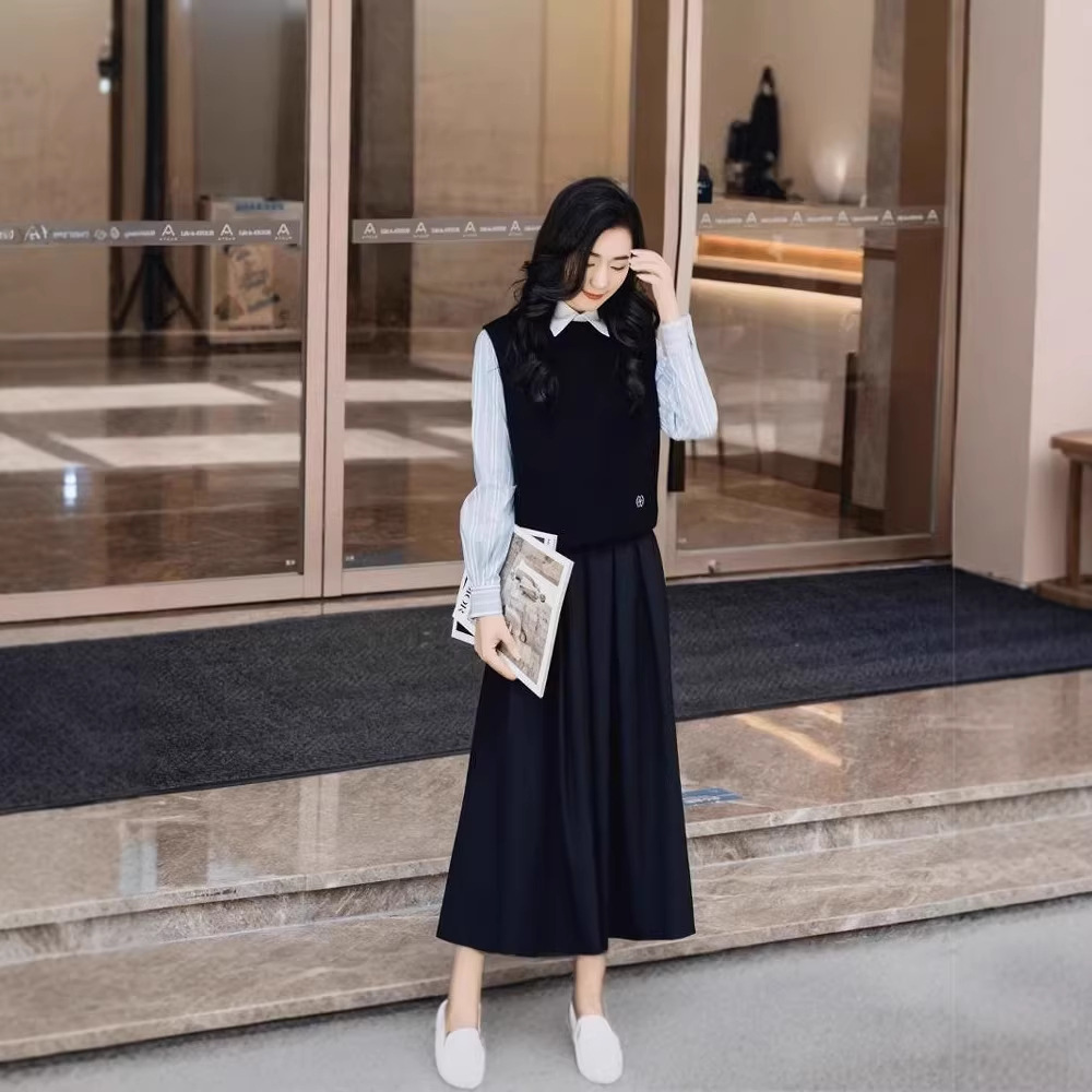 Áo len cổ lọ nữ dệt kim không tay form suông — đen chi tiết 1
