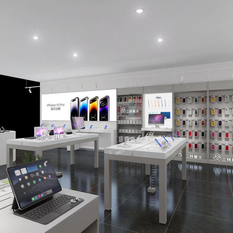 通讯类展示柜靠墙桌木质烤漆中岛柜吧台桌手机体验台展示柜台定制