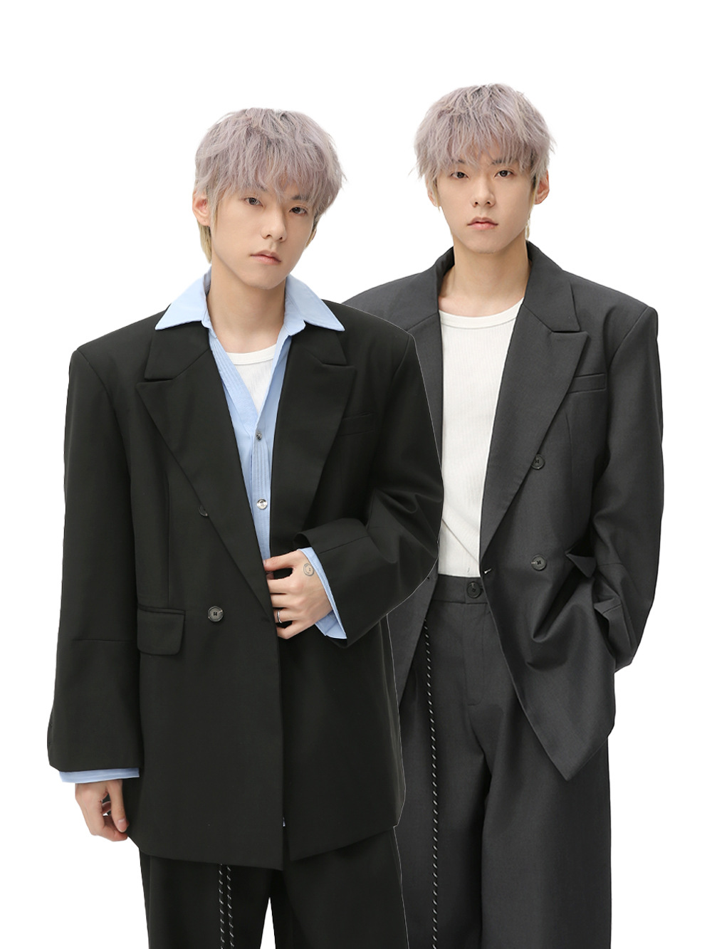 MTLCLOTHES Hombres| Nueva sensación de alto nivel estereoscópico hombro ancho ligero cojín de hombro abrigo recto pantalones casuales