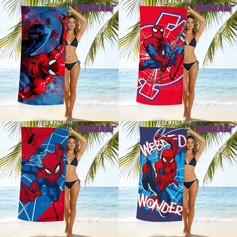 New Amazon cross-border Spider-Man beach towel with cartoon anime print, quick-drying and absorbent bath towel New Amazon cross-border Spider-Man beach towel with cartoon anime print, quick-drying and absorbent bath towel