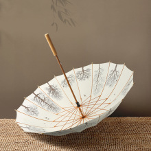 中国风实木长柄高尔夫伞复古晴雨两用16骨手动商务广告礼品直杆伞