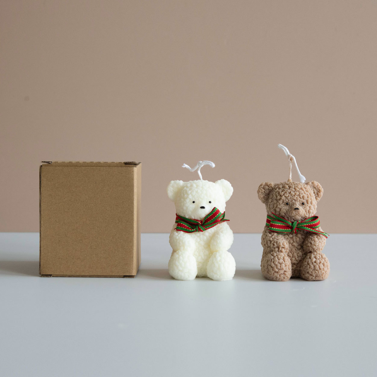 Forma Linda oso aromaterapia vela marrón blanco Navidad Año Nuevo decoración niños amigo regalo decoración al por mayor