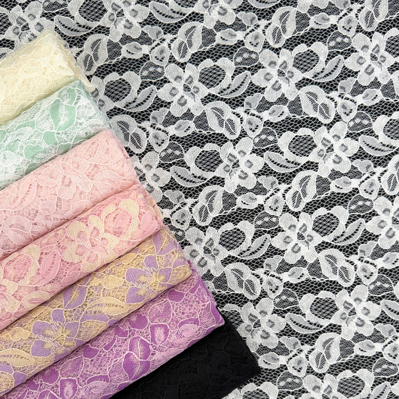 Tejido de encaje bicolor de algodón brocado floral de encaje multicolor cheongsam fabricantes de ropa en stock