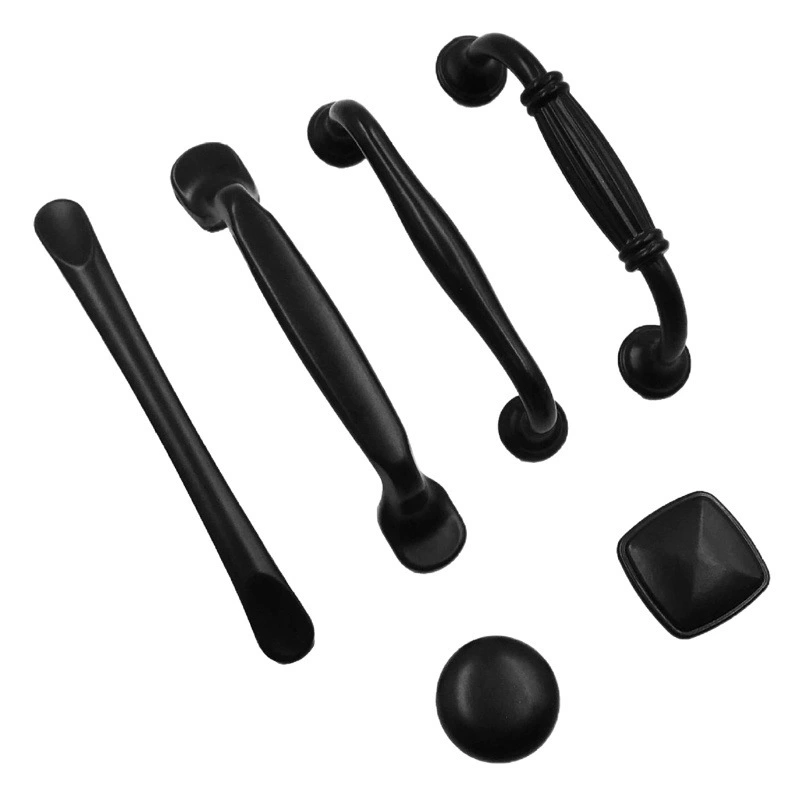 Американский Стиль Украшения Дома Шкаф Дверная Ручка Современный Простой Ящик Черная Дверная Ручка Раздвижная Дверь Шкафа Ручка Алюминиевого Сплава