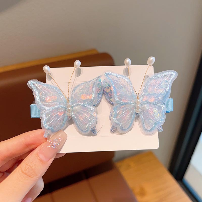子供の超仙気刺繍の蝶のヘアピンの女の子のかわいい古風な漢服の髪飾りのカードの王女の前髪のサイドクリップ|undefined