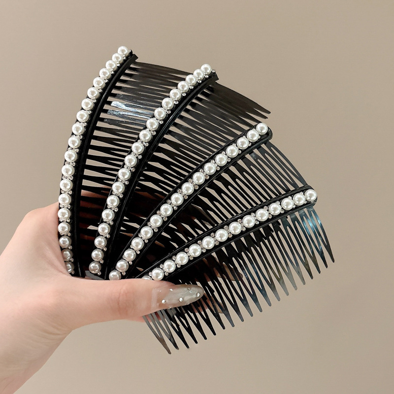 Pinza para el cabello de perlas peine para el cabello de la parte posterior de la cabeza femenina peine insertado flequillo clip para el cabello artefacto de acabado de cabello roto clip para el cabello tocado para el cabello