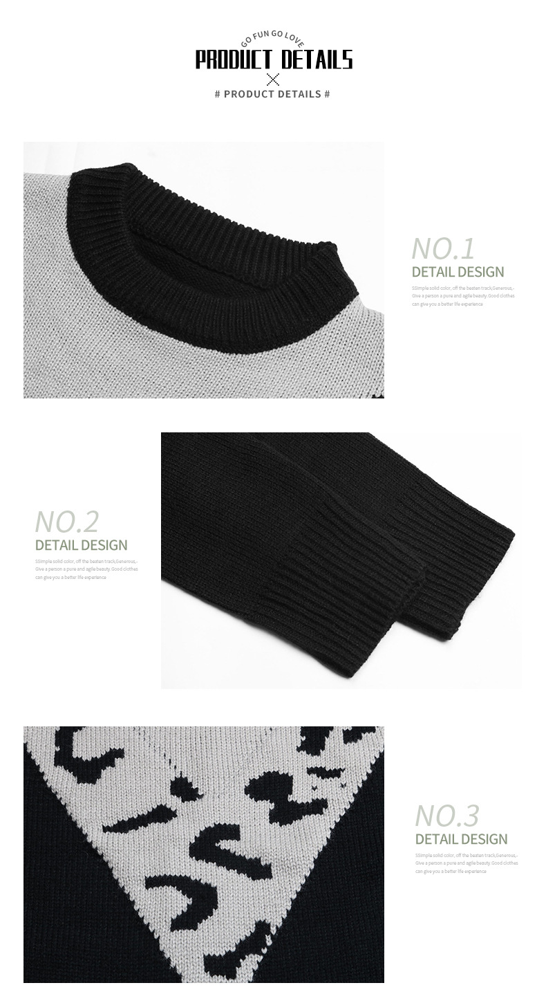 Pullover maglione sciolto a maniche lunghe con stampa leopardata a contrasto_voghion.com