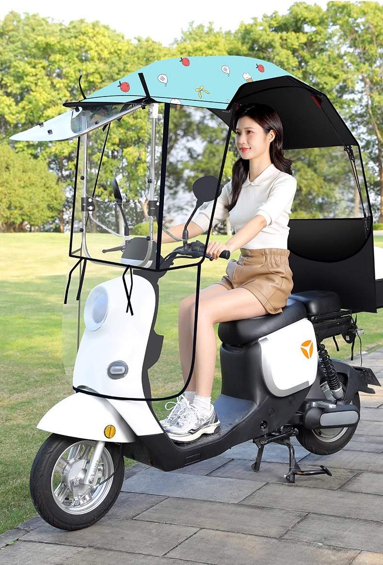 Electric Vehicle Awning New Style Detachable Folding Retractable Awning Battery Vehicle Windshield Sun Protection Rain Protection Umbrella