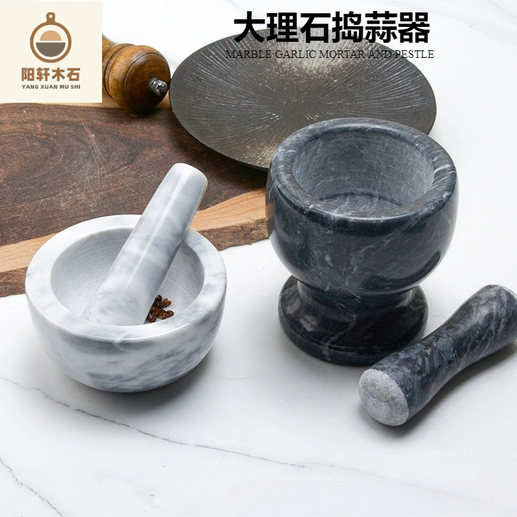 Natural Stone Garlic Mortar and Pestle for Crushing Garlic, Garlic Grinder, Household Grinding Bowl, Manual Garlic Crusher