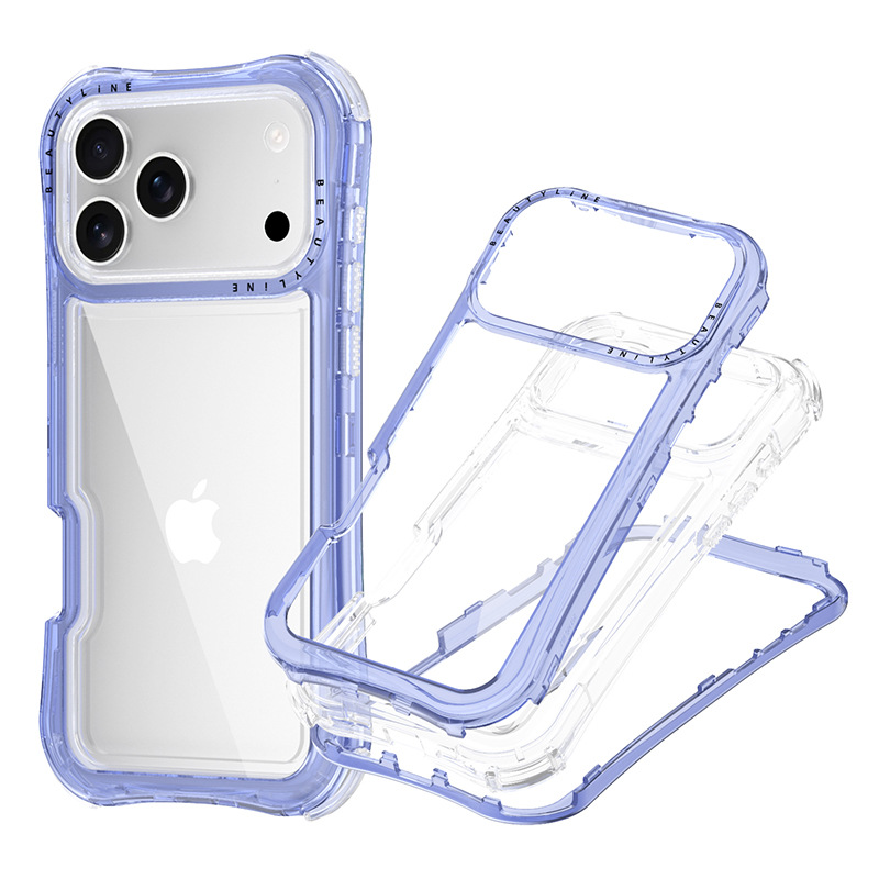 Aplicable Apple IP17 / 18 promax cojín de aire de cintura transparente todo incluido caso de teléfono celular resistente a caídas soporte de impresión de serigrafía LOGO