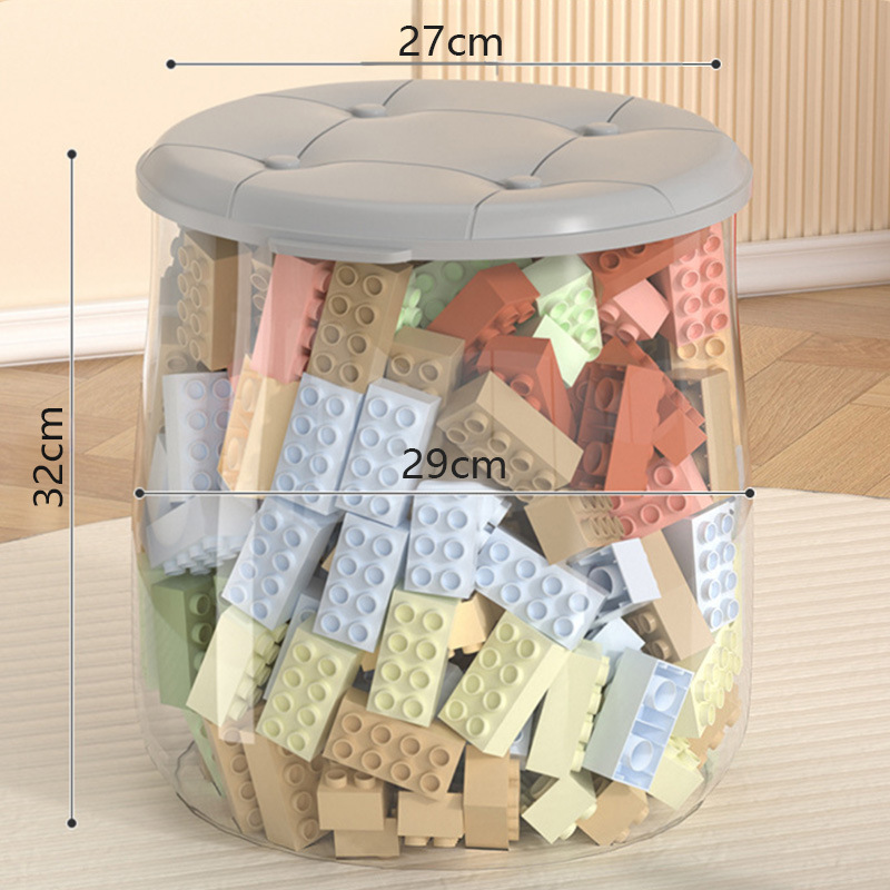 子供用収納ボックス、赤ちゃんのおもちゃ、人形、積み木収納バケツ、多機能収納プラスチック透明収納ベンチ、家庭用|undefined