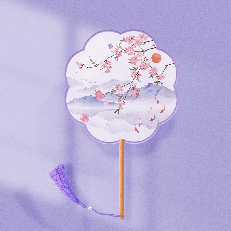 Fan de grupo de verano de estilo chino Han ropa de danza fan de estilo antiguo cheongsam ropa antiguo niños pequeños ventiladores redondos niñas ventiladores de bordilla