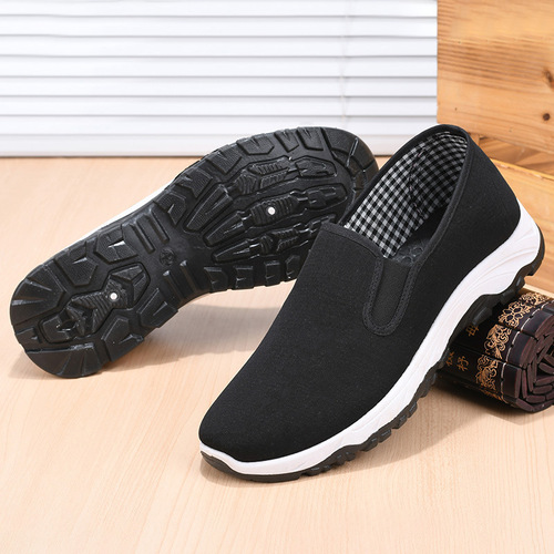 [Hiking Sole Black Cloth Shoes] Old Beijing Casual Shoes Anti-slip Soft Sole Cloth Shoes Comfortable Breathable One-Step Men's Shoes