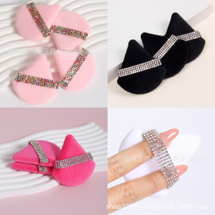 Crystal velvet triangle colored diamond ribbon, silver diamond ribbon Loose Powder Puff powder cake puff super soft