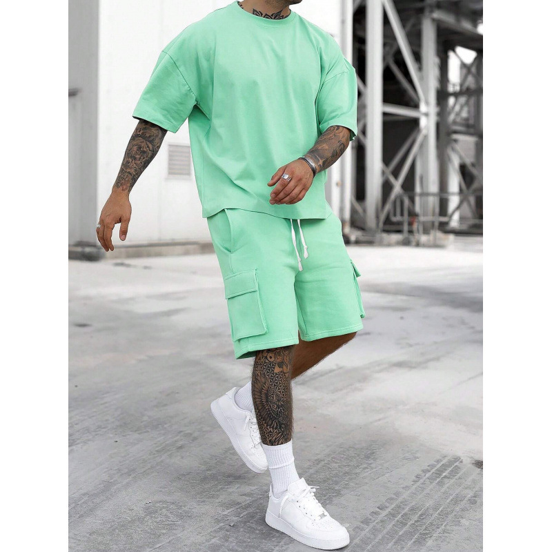 temu shein Amazon 越境貿易メンズサマー Tシャツカーゴショーツスポーツスーツ男性用|undefined
