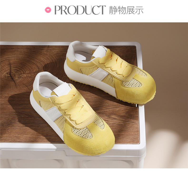 Giày sneaker nữ đế dày phối màu thời trang xuân hè 2026, lưới thoáng khí — 7115 Màu xanh lá cây, 7115 Màu vàng, 7115-1 Trái cây xanh, 7115 -1 Màu vàng chi tiết 13