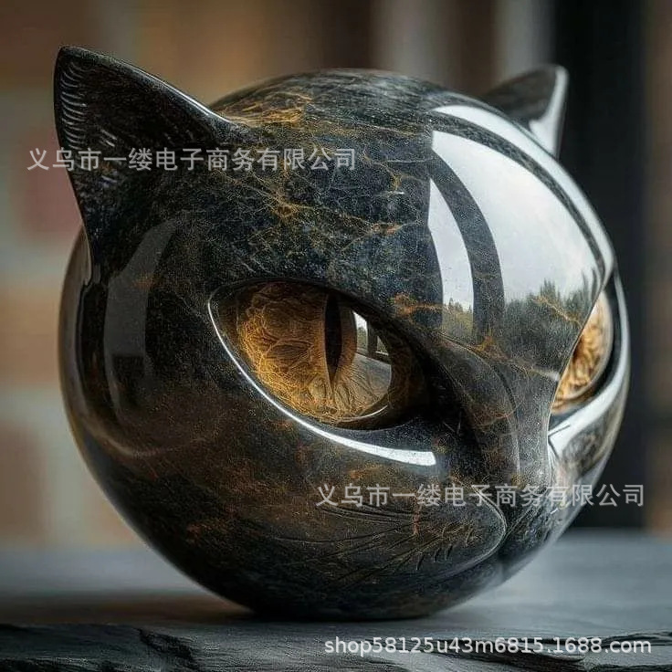 跨境新款万圣节Purrfect ball猫咪石摆件|undefined