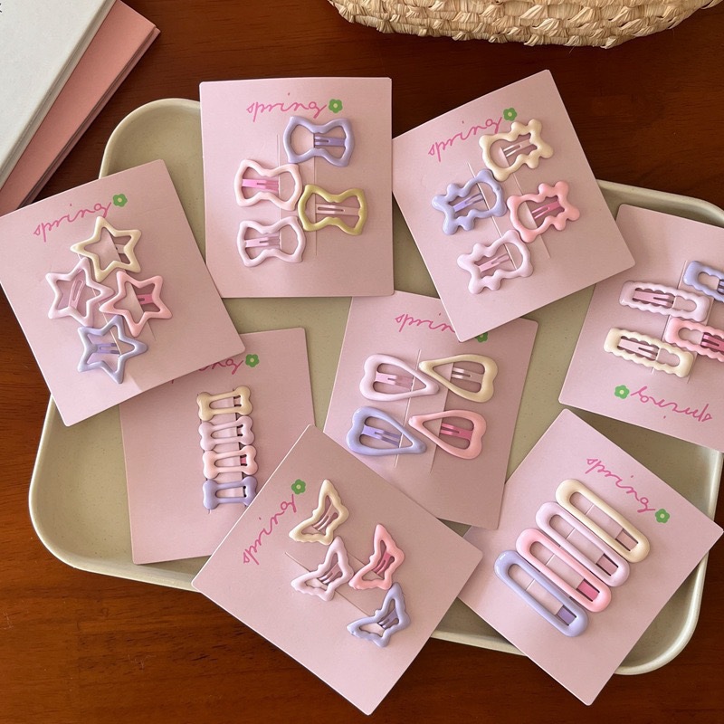 Coreano de color cremoso dulce corazón de la niña BB clips lindos multifacéticos para niños cabello de pelo mar roto clips de cabello tocado clips laterales