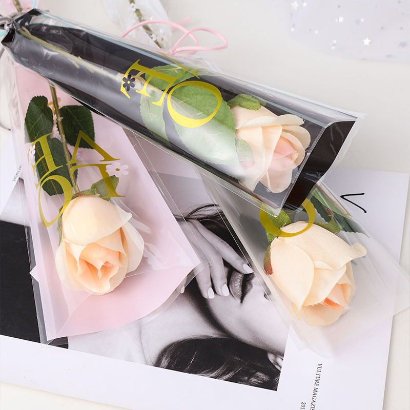 单支鲜花包装袋玫瑰花多支满天星透明玻璃纸单只花束花艺包花材料