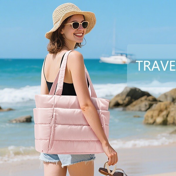 2026 Hot-Selling Cross-Border Trendy Women's Quilted Handbag with Multiple Compartments, Multi-Pocket Travel Short-Distance Luggage Bag
