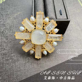 胸针 高档奢华大气新款雪花胸针 中古别针胸花百搭西装衣服配饰